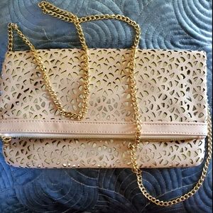 Nude Pink and Gold Cross Body Purse
